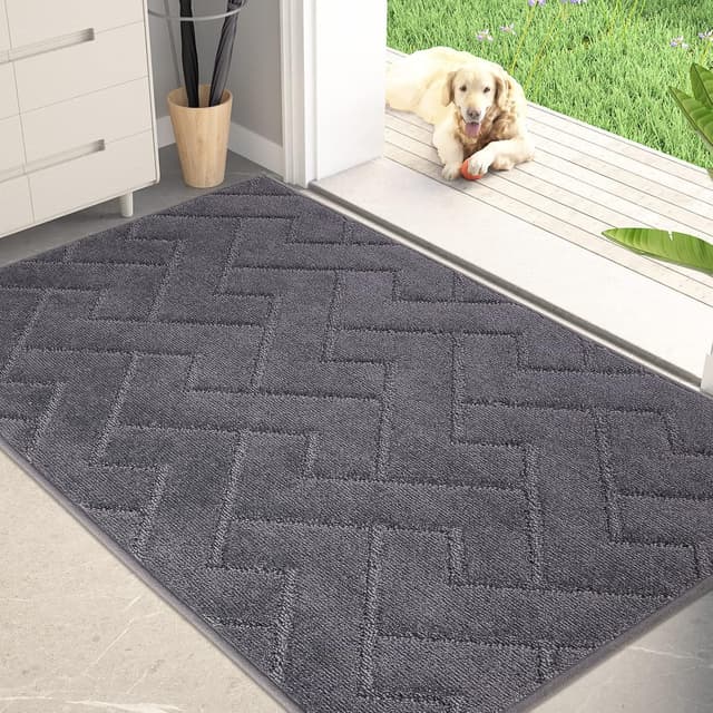 Detalle de Purrugs Dirt Trapping Door Mat 32" x 47" — Non-Slip, Machine Washable Entry Rug (Gray)