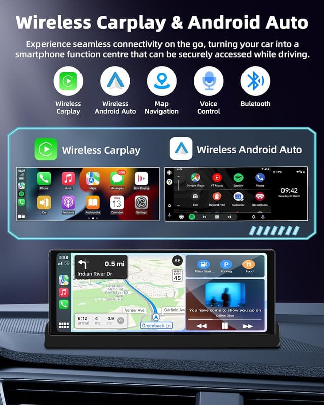 Detalle de CarPlay/Android Auto Display (10,26 Zoll) mit Superlink-Streaming & Basishalterung – Einbindung ins Armaturenbrett