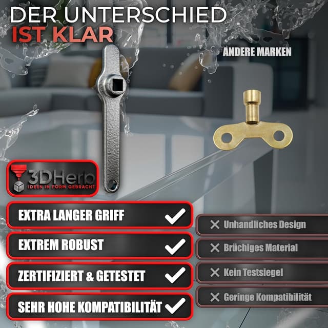 Detalle 2 de 3DHerb Entlüftungsschlüssel Edelstahl 5x5 mm