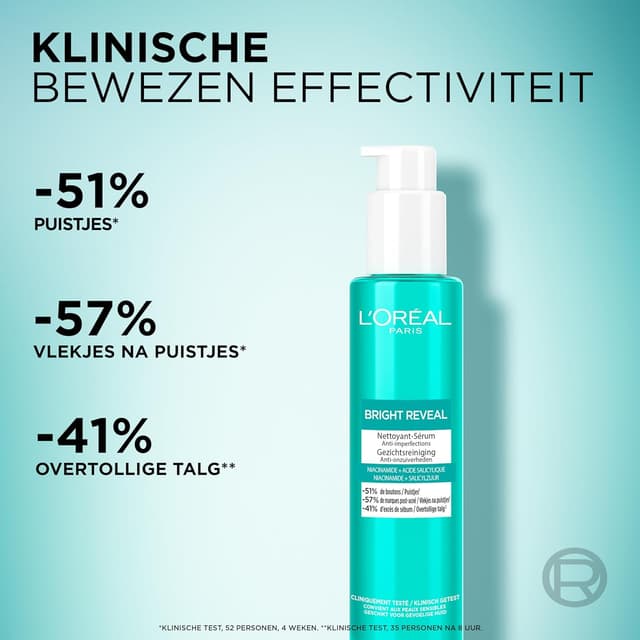 Detalle de L’Oréal Paris Bright Reveal Detergente Siero Anti-Imperfezioni con Niacinamide e Acido Salicilico – 150 ml