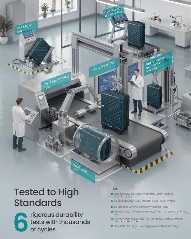 Detalle de 28 Inch SONGMICS hard shell suitcase (TSA lock, 4 double spinner wheels, expandable) – Slate Teal RLP003C101