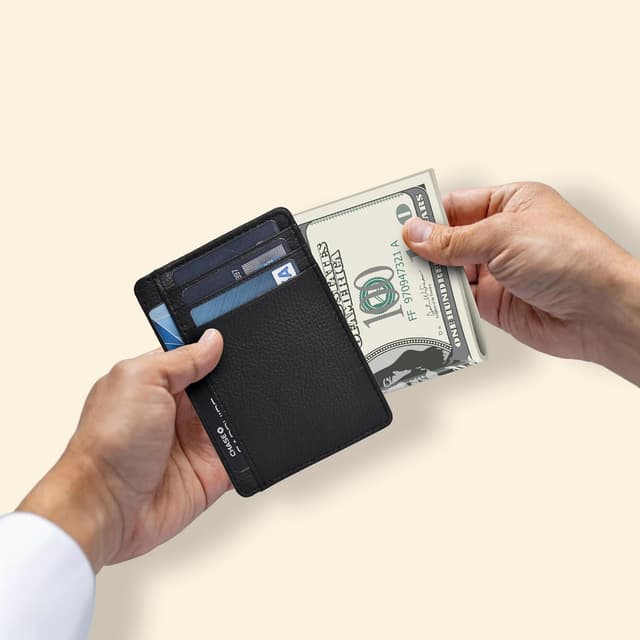 Detalle 2 de Real Leather Slim Minimalist Wallet 4-pocket