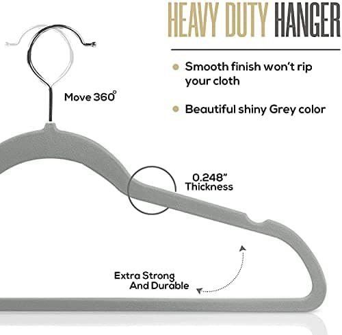 Detalle de EDIESI Ediesi perchas de terciopelo antideslizantes (50 unidades) gris, finas para camisa, pantalón y falda