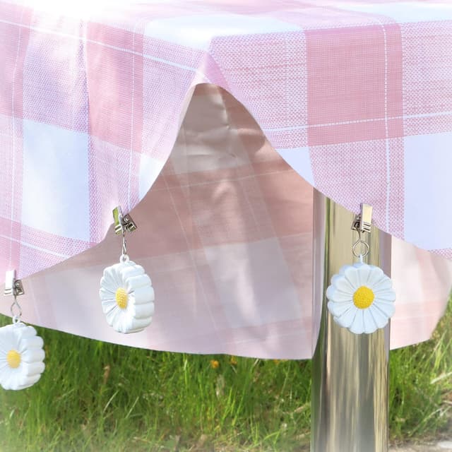 Detalle 2 de com-four® 8x pesi per tovaglie con clip, motivo floreale (circa 40 g) fiori bianchi