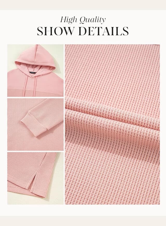 Detalle de Dokotoo Damen Kapuzenpullover Hoodie Langarm aus Waffelstrick mit Taschen – einfarbig, S bis XXL