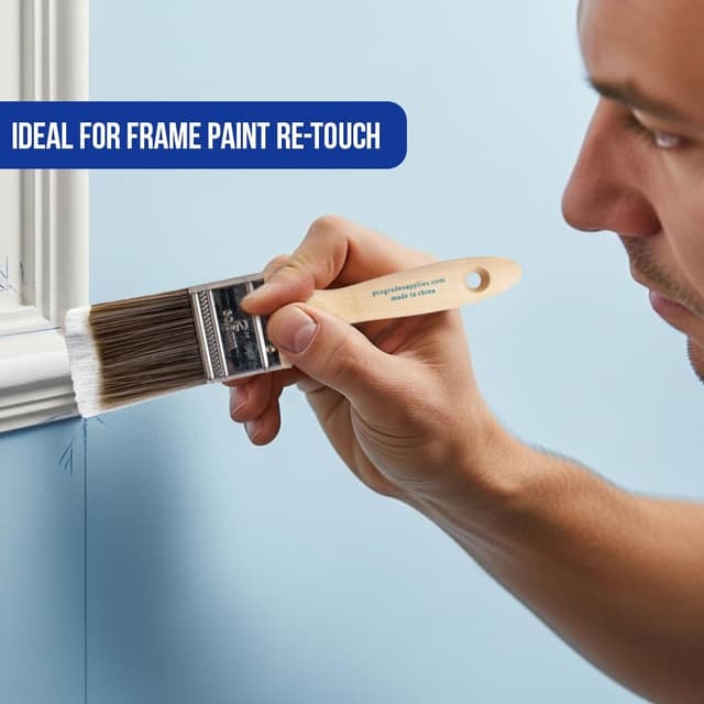 Detalle de Pro Grade Paint Brushes 5-Piece Flat & Angle Brush Set for Walls, Trim, Cabinets