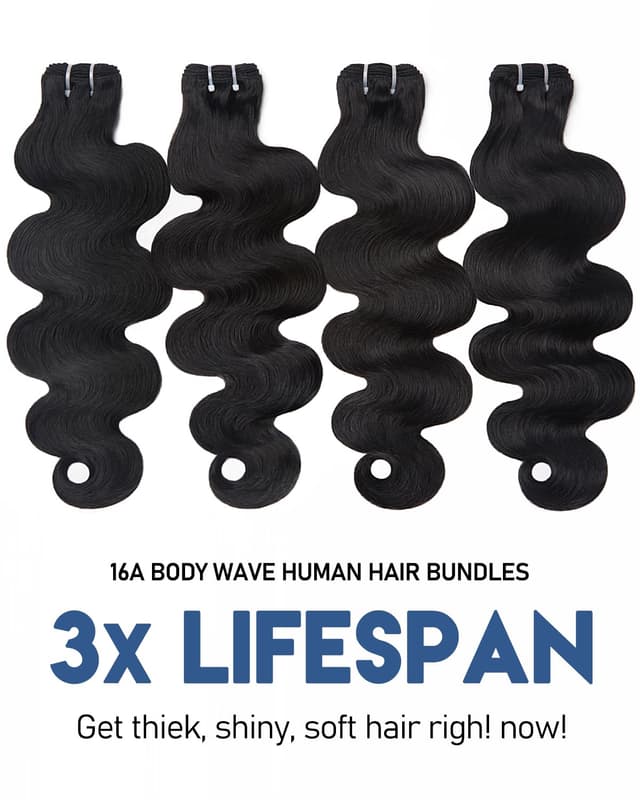Detalle 2 de Lucklady 16A Human Hair Body Wave, 4 Bundles ⚙