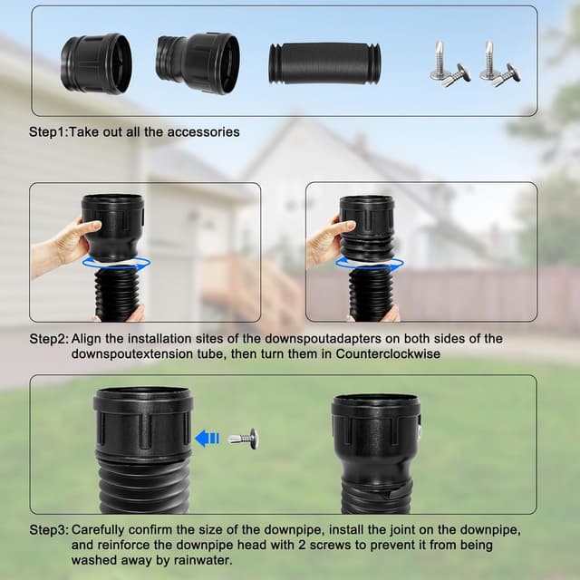 Detalle 2 de Expandable Guttering Drain Pipe 150cm Flexible Rainwater Downspout Extension (1PCS)