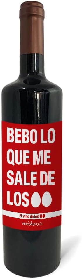 Imagen de Botella de vino tinto Bebo lo que me sale de los huevos 🍷 en OfertitasTOP