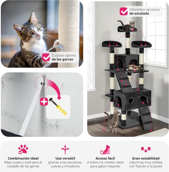 Thumbnail 4 de TecTake Rascador para Gatos 170 cm