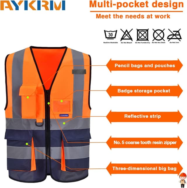 Thumbnail 2 de AYKRM Sicherheitsweste 21 Farben 🦺
