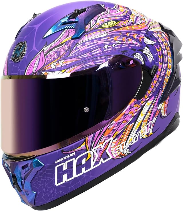 Detalle de HAX Obsidian Pro Full Face Dual Visor Motorcycle Helmet (Pinlock Ready, DOT Approved) — Slyer Purple, Adult