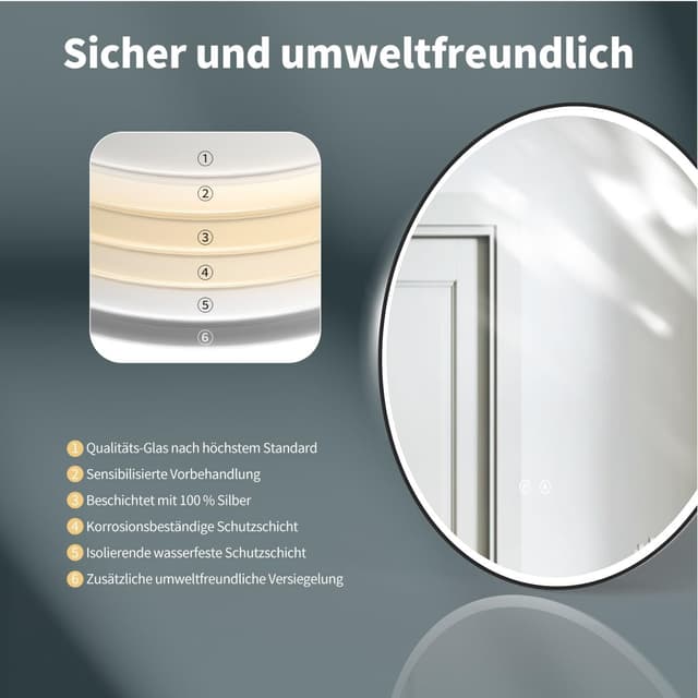 Detalle de HOKO Specchio da bagno rotondo 60 cm con LED modulabile e antiappannamento