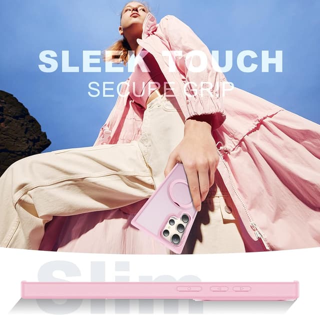 Detalle de Zalinbo Case for Samsung Galaxy S24 Ultra (6.8") with 360° Magnetic Ring Stand & Military-Grade Drop Protection