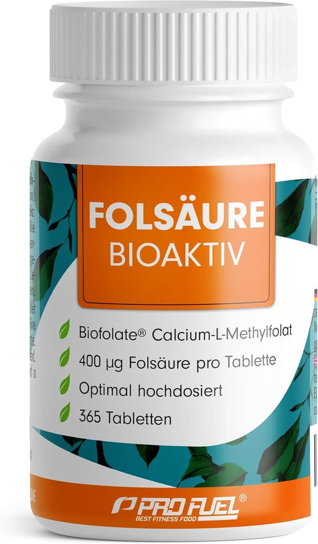 Detalle de Folsäure BIOAKTIV 400 µg (365 Tabletten) mit Biofolate® L-5-MTHF – vegan & laborgeprüft
