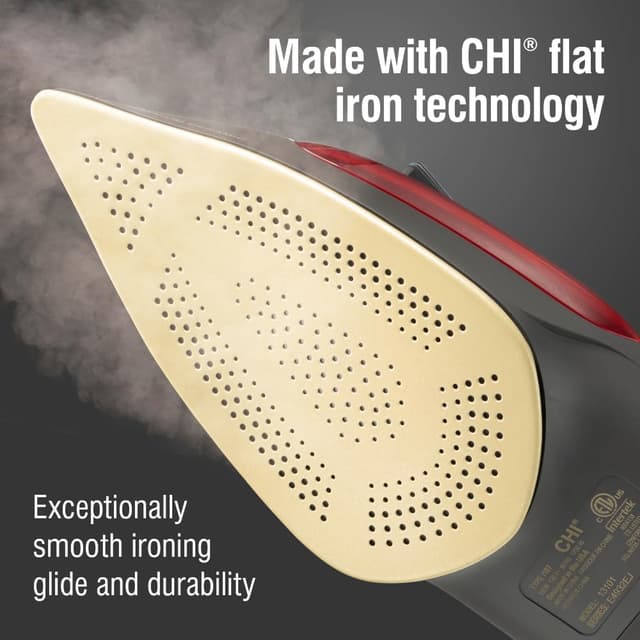Detalle 2 de CHI Steam Iron for Clothes (13101) with 300+ Steam Holes, 1700W Titanium-Infused Ceramic Soleplate & Auto Shutoff