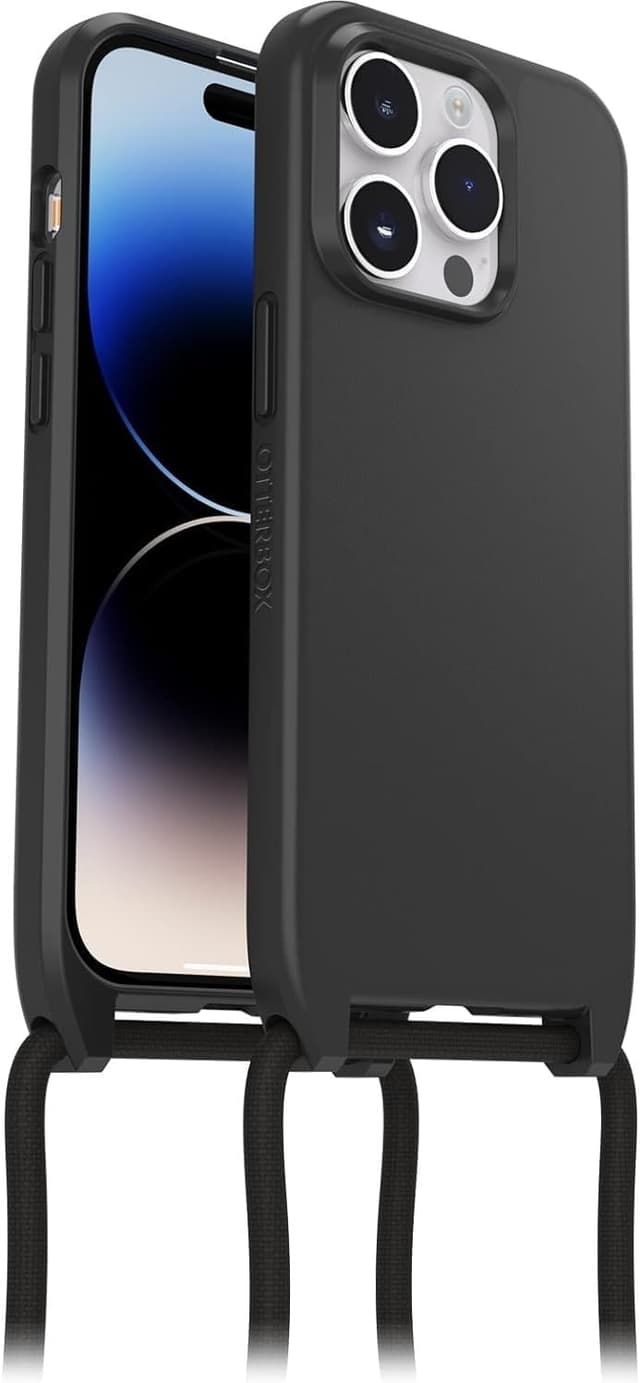 Detalle 2 de Otterbox Cover React Necklace con MagSafe per iPhone 14 Pro – custodia sottile antishock con cordone da collo e test MIL STD 810G, trasparente