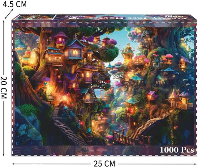 Detalle de MOJIGE Puzzle 1000 Teile „Fantasie-Baumhäuser“ für Erwachsene, 70 x 50 cm