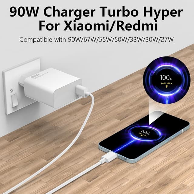 Detalle de 90W USB C Ladegerät 1M für Xiaomi 15T Pro