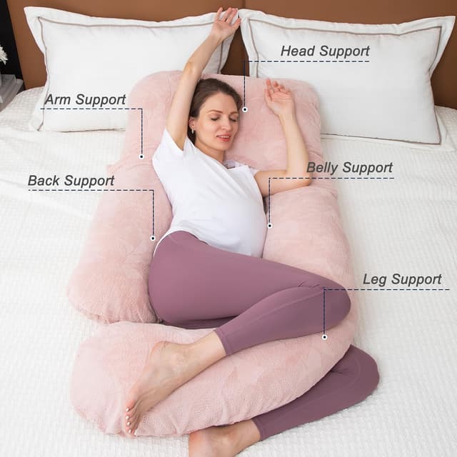 Detalle de TaiBest Schwangerschaftskissen aus geschreddertem Memory-Schaum (U-Form) – Pink