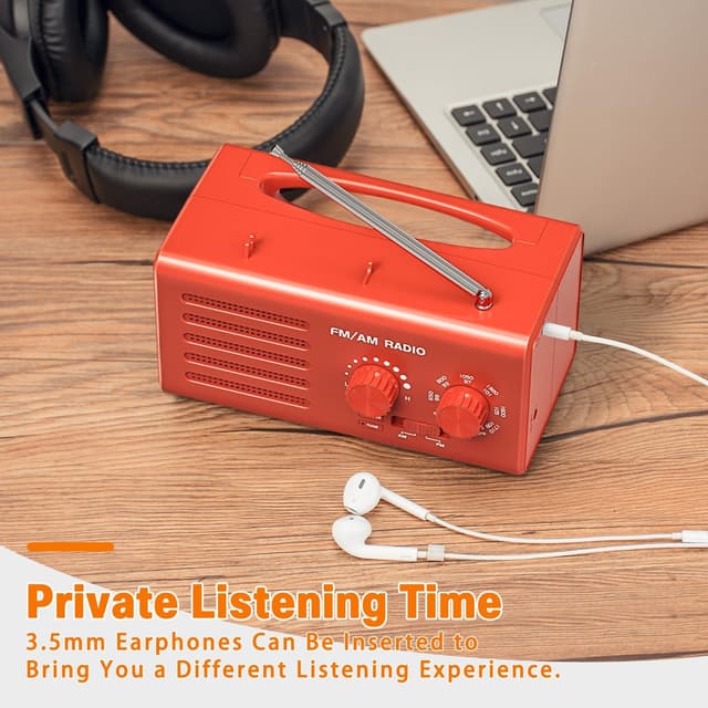 Detalle 1 de Transistorradio AM/FM mit DSP für besseren Empfang, 5-W-Lautsprecher und Kopfhöreranschluss (Rot)