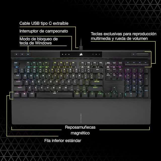 Thumbnail 6 de CORSAIR K70 RGB PRO Teclado mecánico 8000 Hz