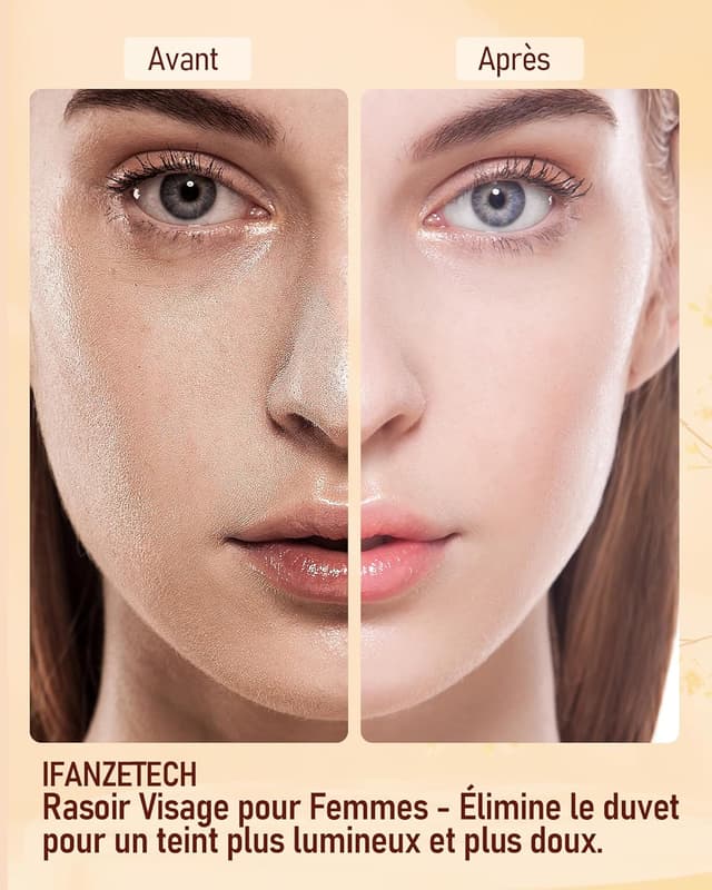 Detalle de Tondeuse à sourcils & rasoir visage femme 2 en 1 rechargeable avec lumière LED