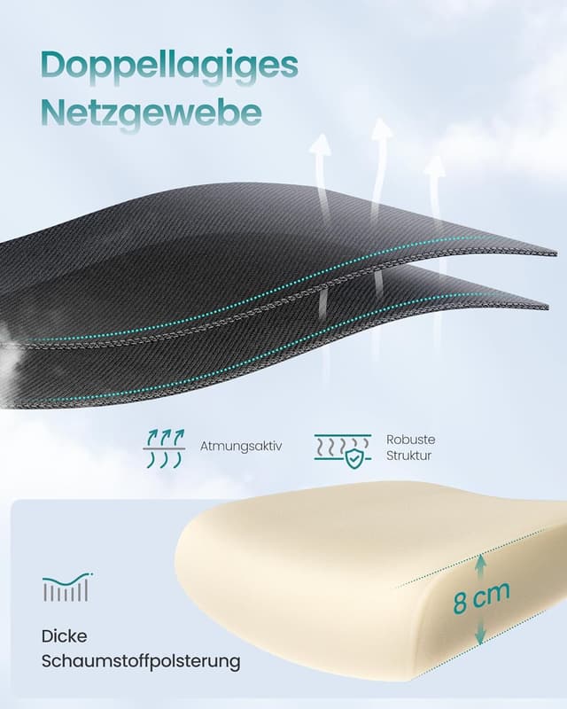 Detalle de SONGMICS Bürostuhl OBN041B01 Ergonomie 8 cm