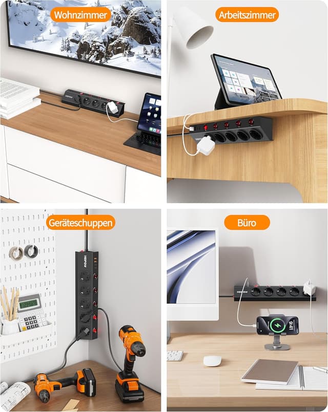 Thumbnail 6 de 5‑Fach Steckdosenleiste Einzeln Schaltbar 1700 J