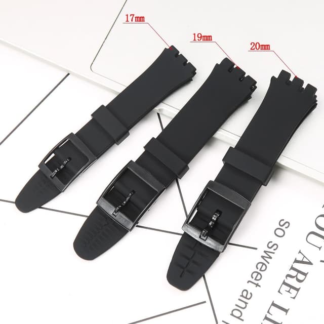 Detalle 2 de XBDSW 2er-Silikon Uhrenarmband-Set für Swatch (17/19/20 mm) – wasserdicht, mit Werkzeug