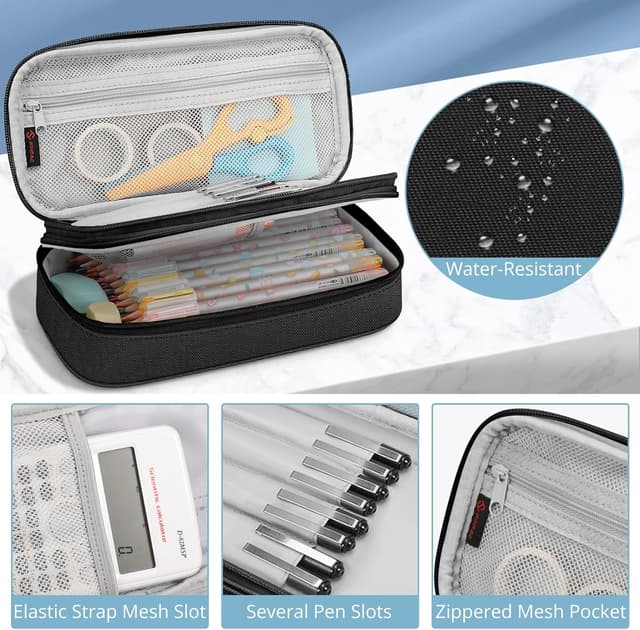 Detalle 2 de FINPAC Federmäppchen Pencil Case mit großer Kapazität (bis zu 50 Stifte / 100 Bleistifte) – Organisation für Schule & Büro