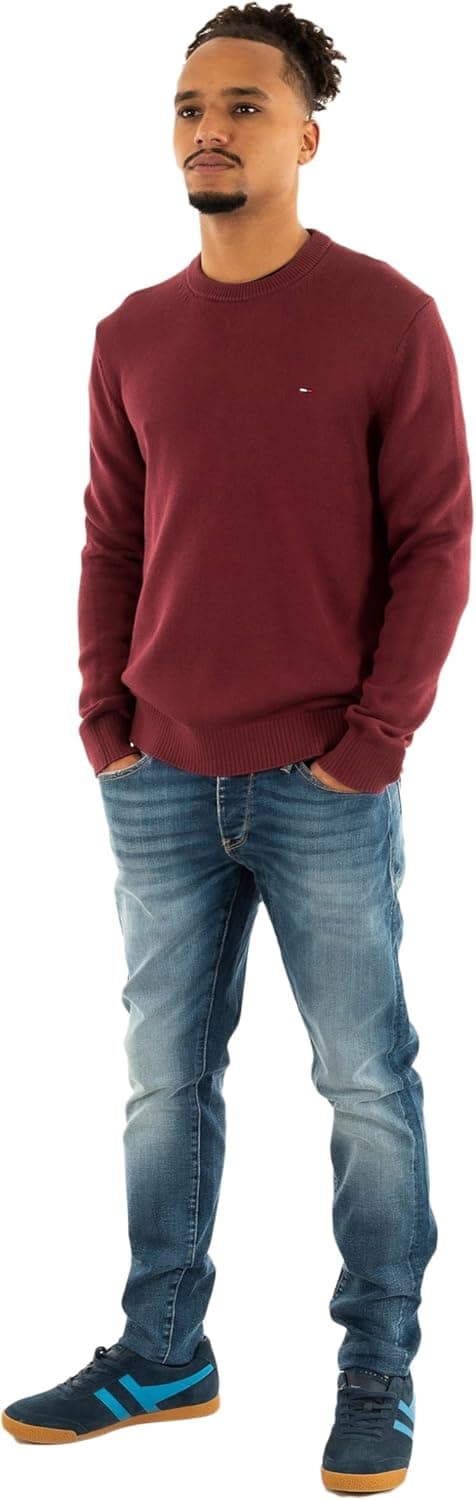 Detalle de Tommy Jeans Uomo Pullover Sweater Slim Fit in cotone a girocollo