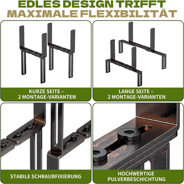 Detalle de 2er H-Form Blumenkastenhalterung (ohne Bohren) passend für Blumenkästen 15–23 cm