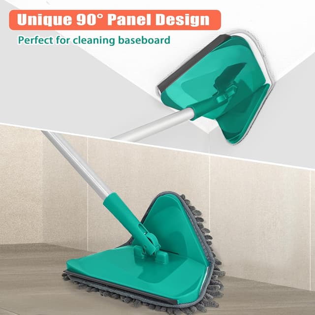 Detalle 2 de JEHONN 200CM Wall Cleaning Mop with Long Handle and 6 Microfibre Chenille Pads (Green)
