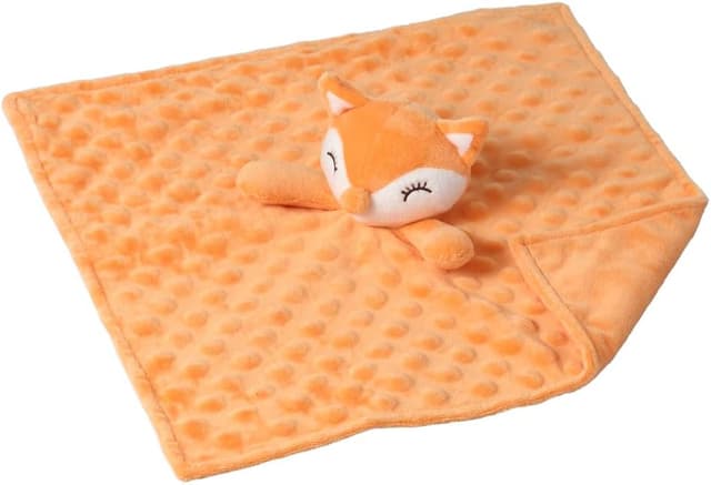 Detalle 2 de CREVENT Baby Schmusetuch (34 x 34 cm) – weiches Schnuffeltuch für Neugeborene, Plüsch Komfort in Orange/Fuchs