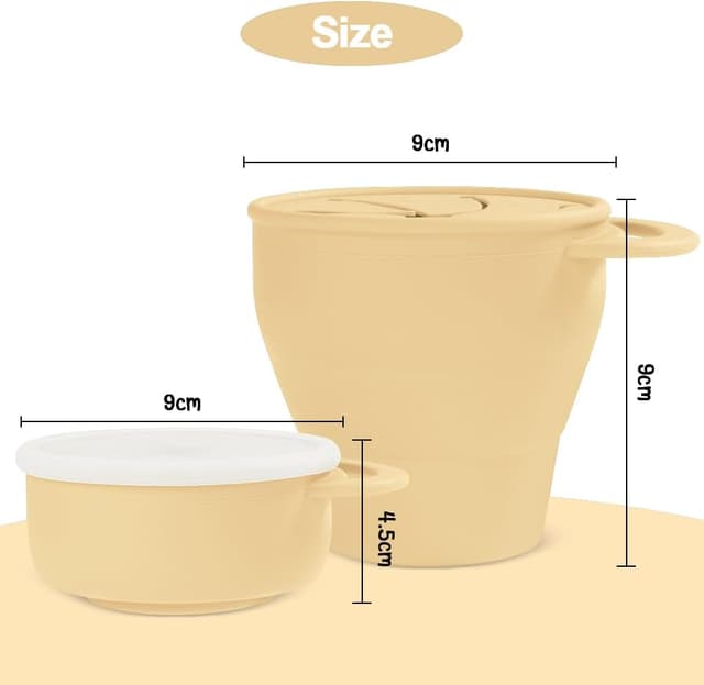 Detalle de Vicloon Tazza per Spuntino 350 ml in silicone senza BPA, beige con coperchio anti-rovesciamento