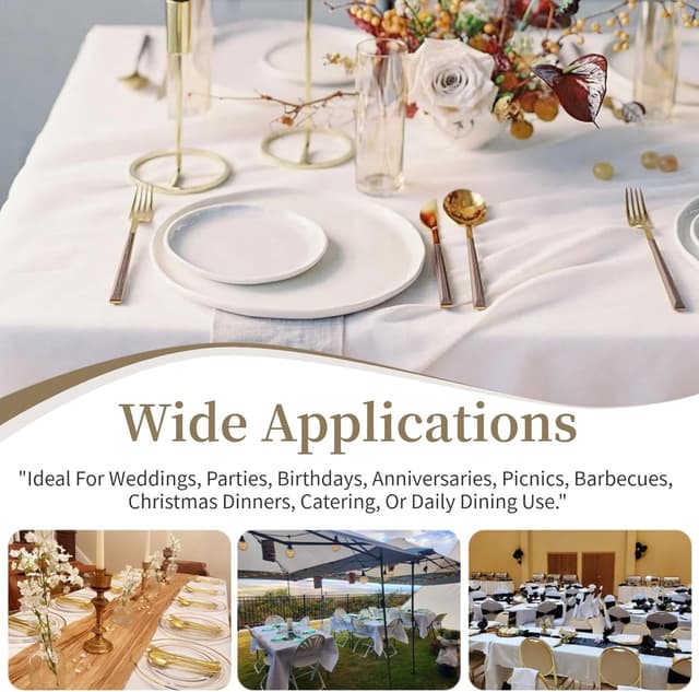 Detalle 2 de 10 Pack White Rectangle Table Cloths (60 x 126 Inch) for 8-Foot Tables