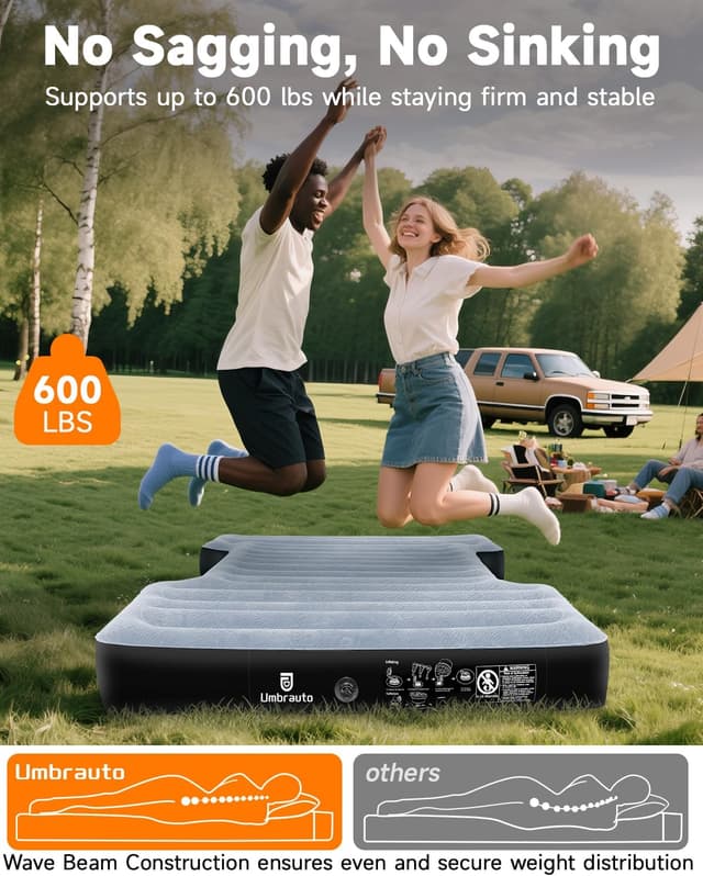 Detalle de Umbrauto Full-Size Short Truck Bed Air Mattress (5.5–5.8 ft) with Pump for Camping