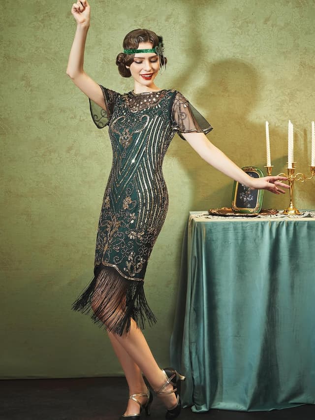 Detalle de SWEETV Gatsby Kleid Damen 20er Jahre