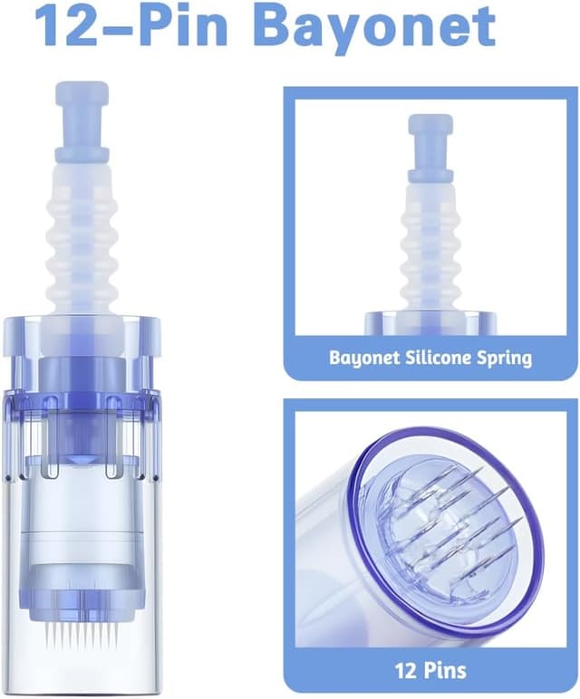 Detalle de LOPHE 12 cartouches de rechange jetables pour dermapen micro-aiguilles (36 micro-aiguilles) – bleu baïonnette