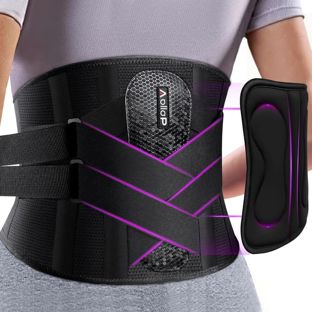 Detalle de Aollop back support belt for lower back pain with removable 3D lumbar pad (Black, unisex)