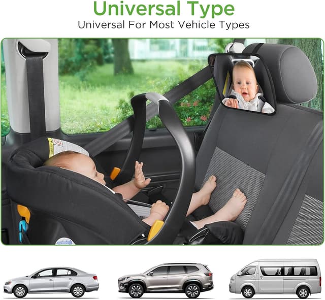 Thumbnail 6 de Romon Rücksitzspiegel für Babys – verstellbar mit elastischen Riemen für viele Kopfstützen