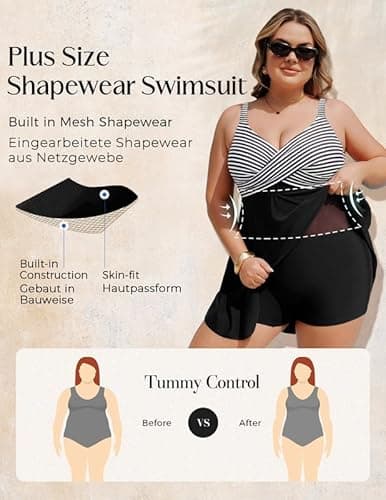 Detalle 2 de Hanna Nikole Badeanzug Damen Große Größen Bauchweg Push Up