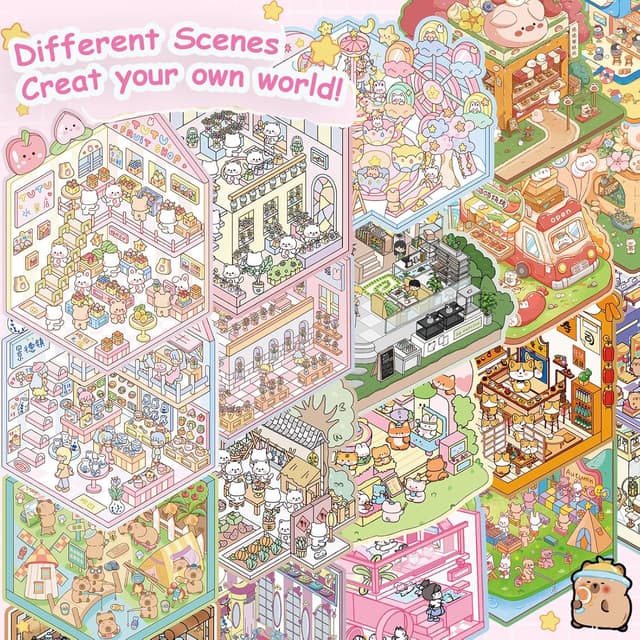 Thumbnail 1 de 40 Sets DIY 3D House Stickers Kit 4 Tweezers