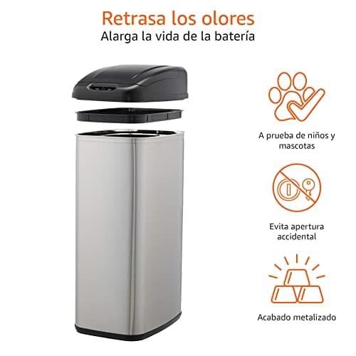 Detalle 2 de Amazon Basics, poubelle à capteur, 50 litres ⚙