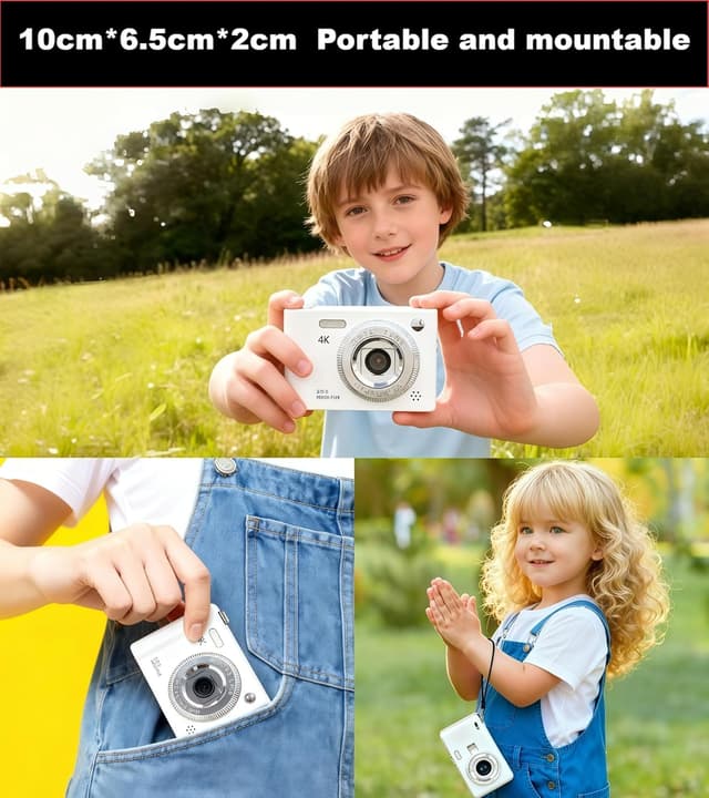 Detalle de Digital Camera with Dual Screen (2.4-inch front & rear) – 1080P FHD / 44MP, 16X Zoom, anti-shake, 32GB card (Black)