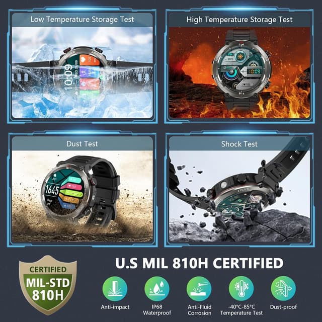 Detalle de Military Smart Watch 100‑day battery