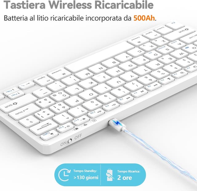 Thumbnail 3 de TQQ Tastiera Bluetooth Ricaricabile per iPad Bianco