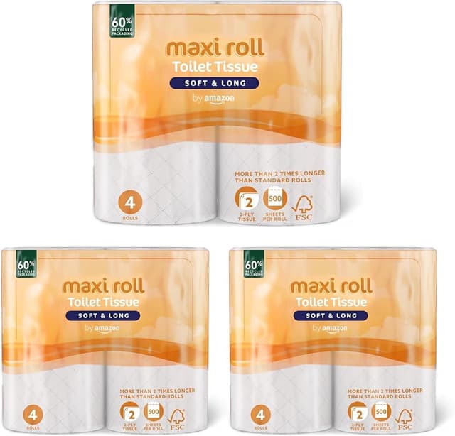 Detalle 2 de by Amazon Carta igienica Maxi (2 veli) trapuntata, 4 rotoli, certificata FSC