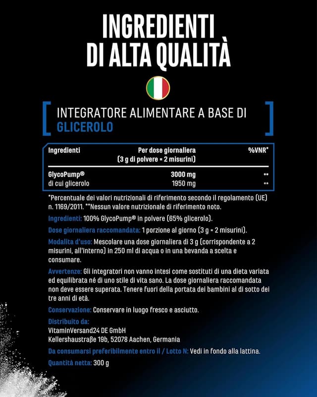 Detalle de GEN GERMAN ELITE NUTRITION GlycoPump® 300 g (glicerolo puro in polvere al 65%) vegano e senza additivi